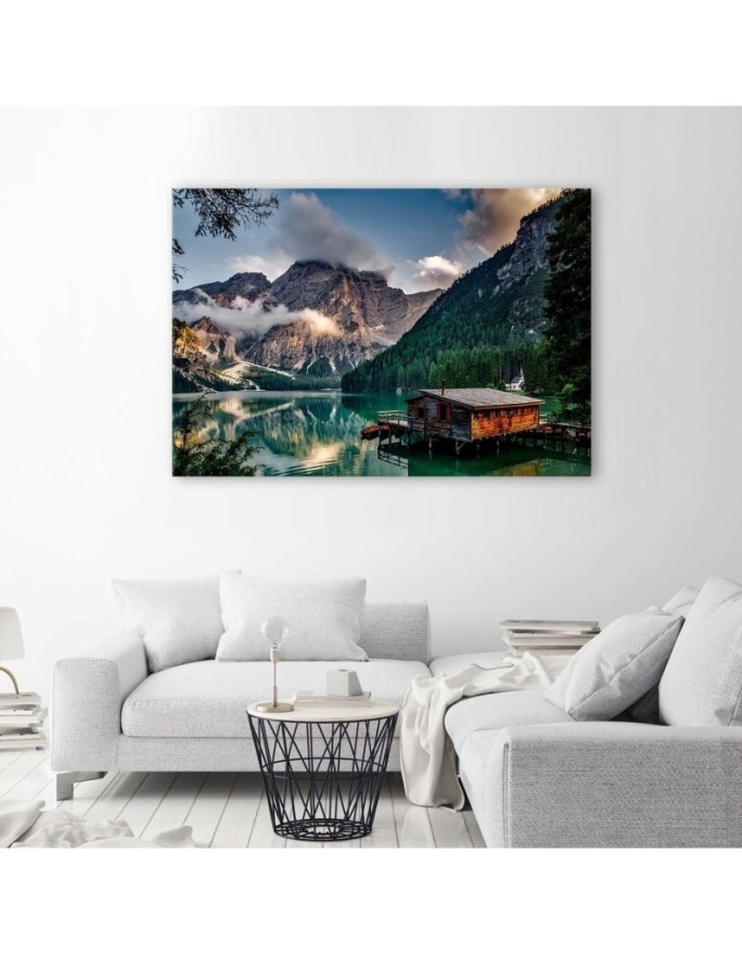 Canvas painting - Lake house in the mountains | FEEBY