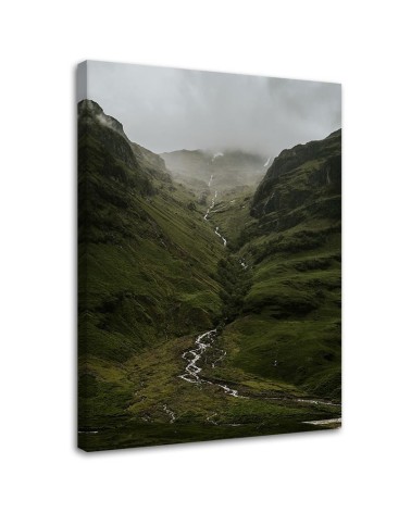 Leinwandbild - Bergfluss im Nebel | Feeby