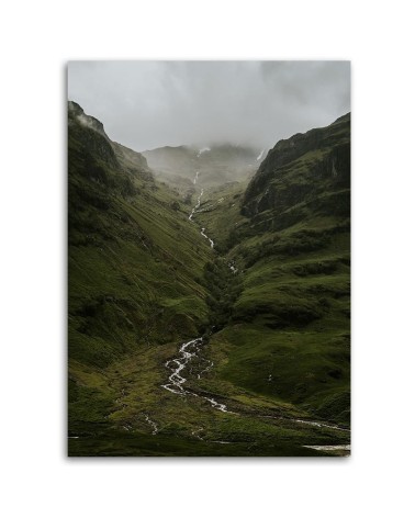 Leinwandbild - Bergfluss im Nebel | Feeby