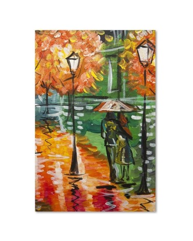 Bild - Regnerischer Herbst auf einer Straße mit Laternen | Feeby