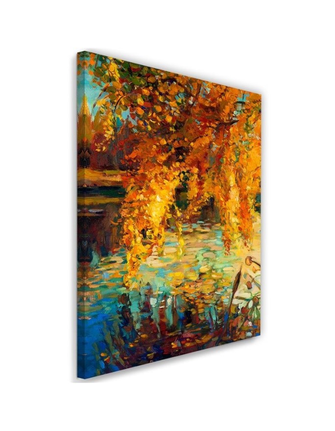Canvas prints for living room - Painted autumn on a lake | FEEBY