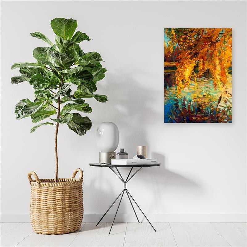 Dekoratives Leinwandbild - Gemalter Herbst an einem See | Feeby