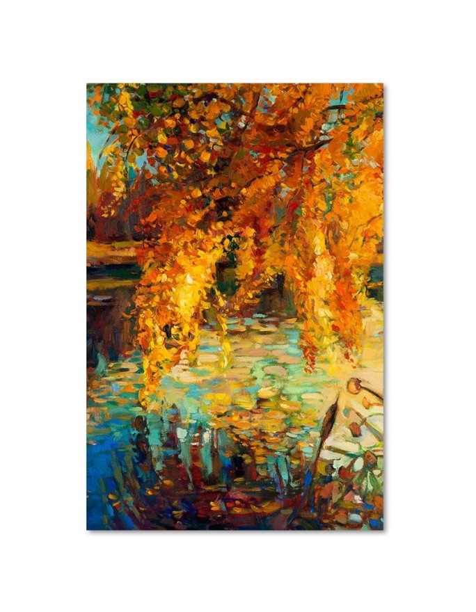 Canvas prints for living room - Painted autumn on a lake | FEEBY