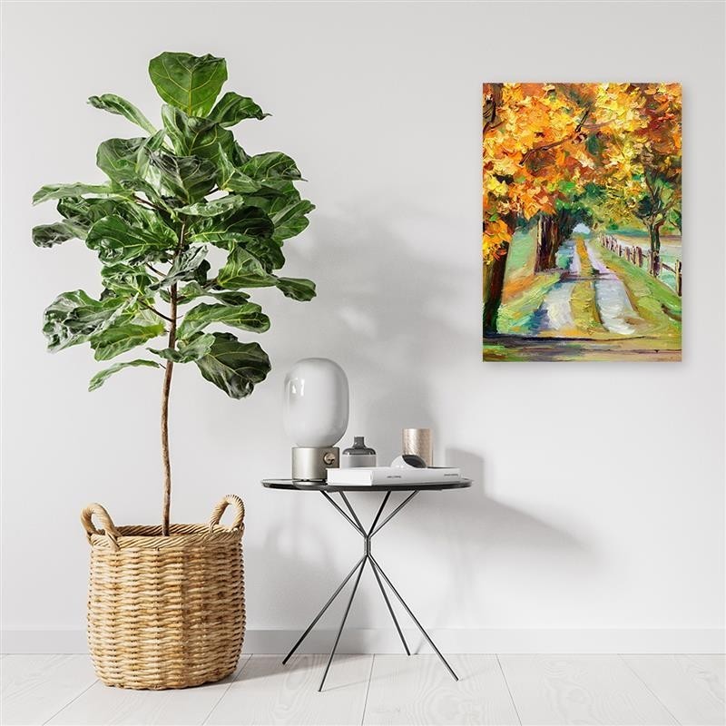 Leinwandbild - Herbststraße als Handgemälde | Feeby