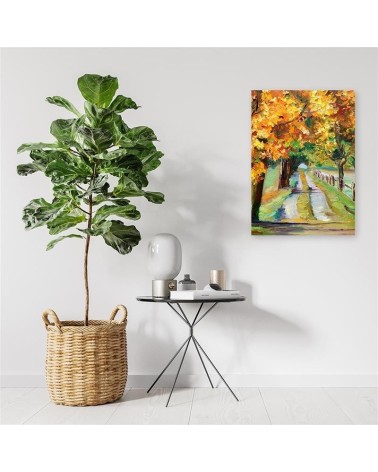 Leinwandbild - Herbststraße als Handgemälde | Feeby