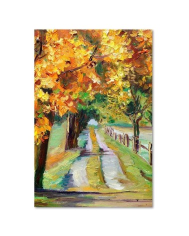 Leinwandbild - Herbststraße als Handgemälde | Feeby