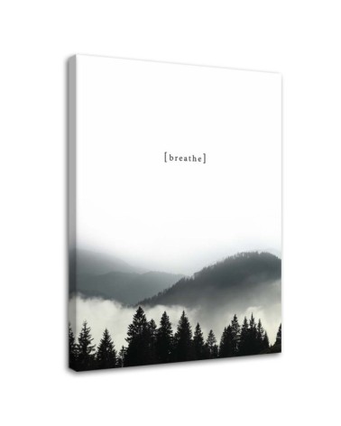 Breathe Mountains quotes - Canvas painting for living room | FEEBY