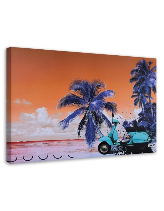 Modern Canvas painting for bedroom - Scooter on the beach | FEEBY