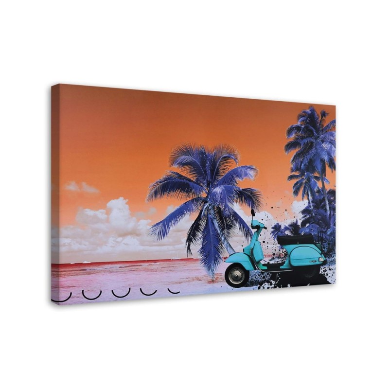 Modern Canvas painting for bedroom - Scooter on the beach | FEEBY