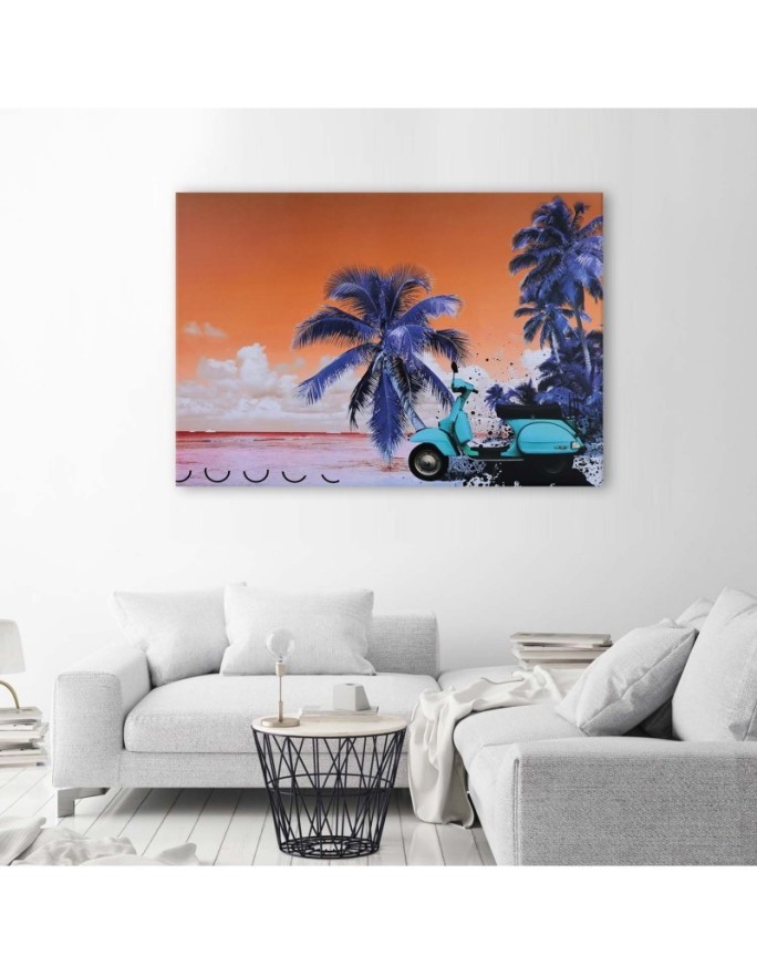 Modern Canvas painting for bedroom - Scooter on the beach | FEEBY