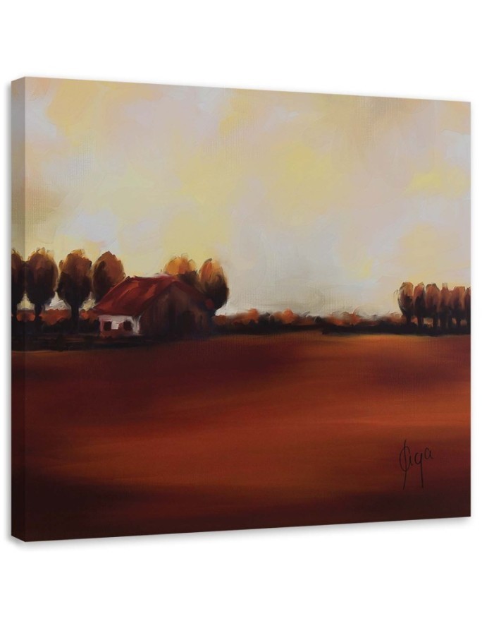 Leinwandbild - Blick auf ein Feld auf dem Lande | Feeby