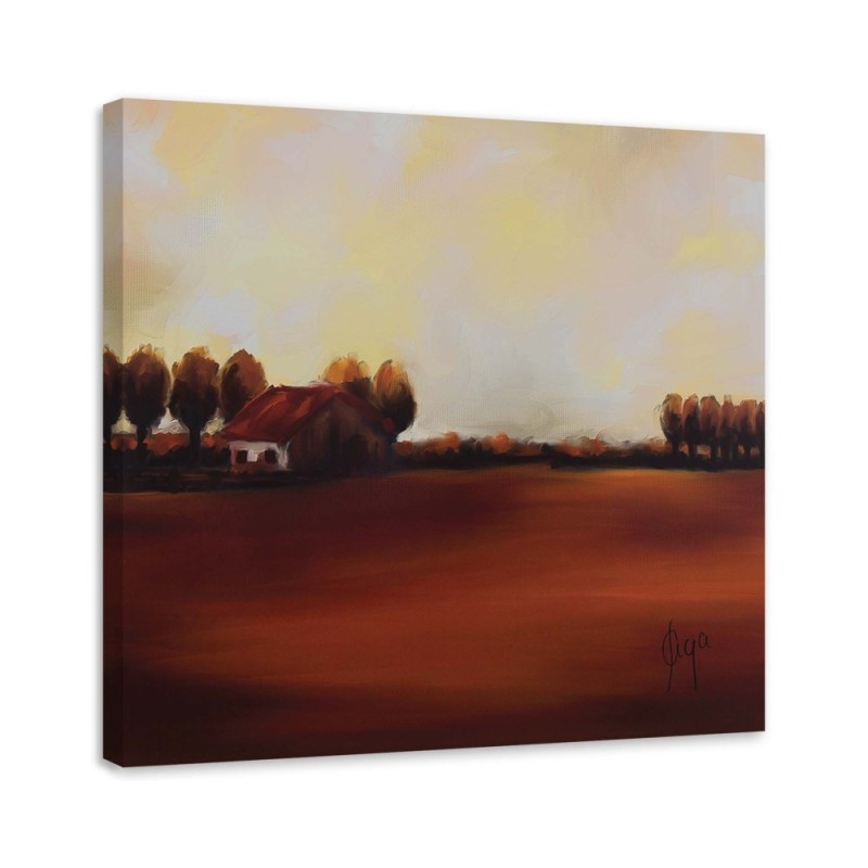 Leinwandbild - Blick auf ein Feld auf dem Lande | Feeby