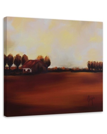 Leinwandbild - Blick auf ein Feld auf dem Lande | Feeby