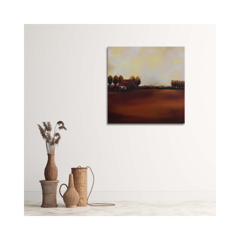 Leinwandbild - Blick auf ein Feld auf dem Lande | Feeby