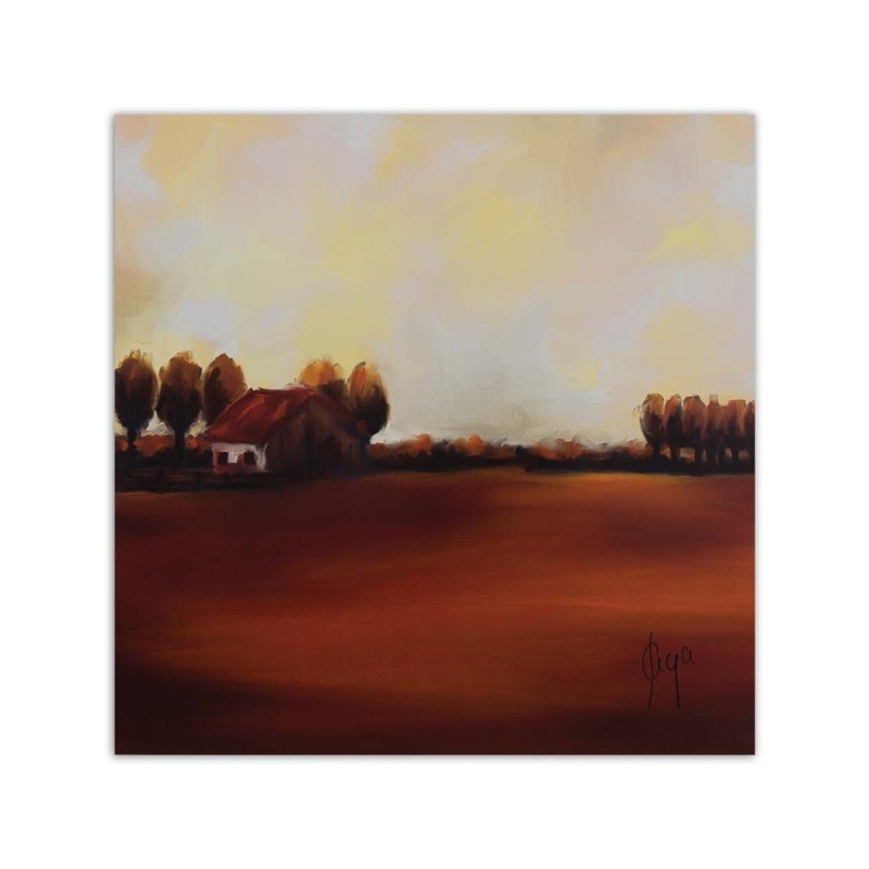 Leinwandbild - Blick auf ein Feld auf dem Lande | Feeby