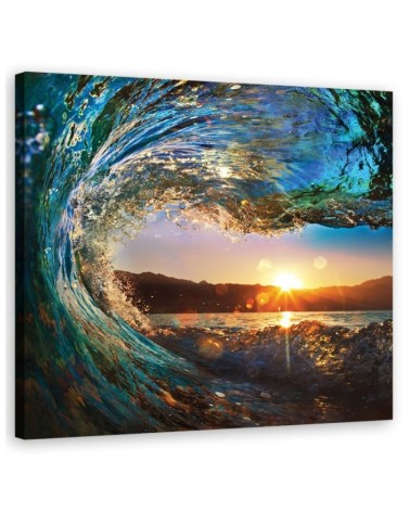 Canvas prints for living room - Sea waves at sunset | FEEBY