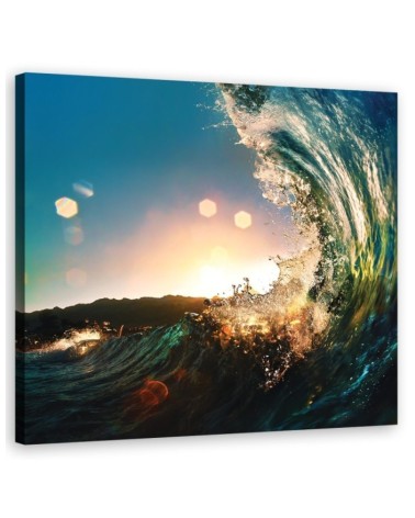 Sea waves sunrise - Pictures on Canvas for the living room | FEEBY