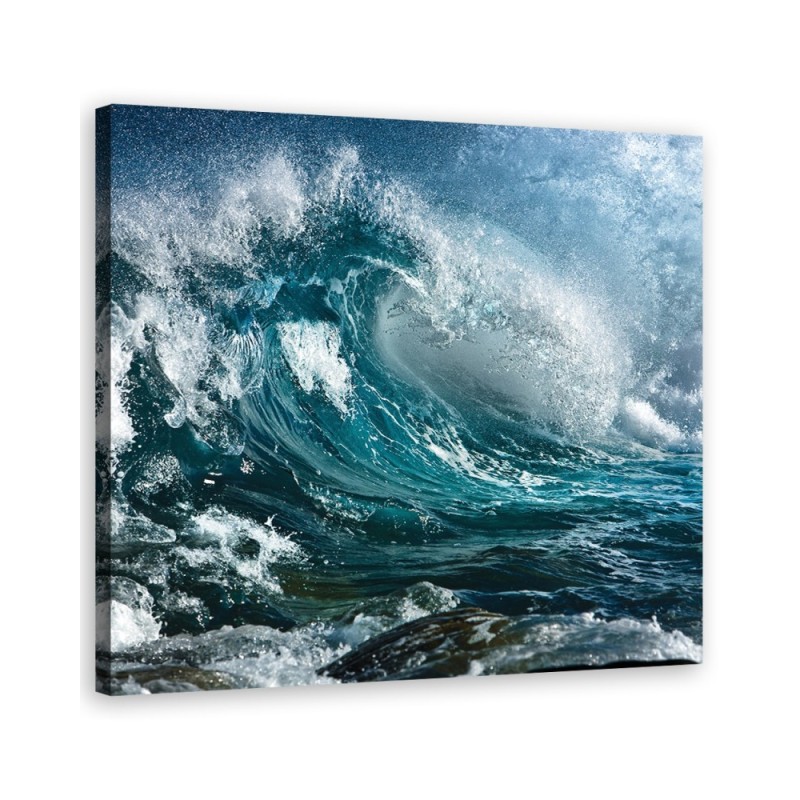 Ocean waves blue - Modern Canvas painting for bedroom | FEEBY