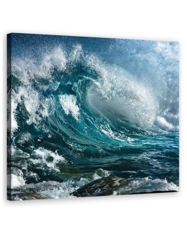 Ocean waves blue - Modern Canvas painting for bedroom | FEEBY