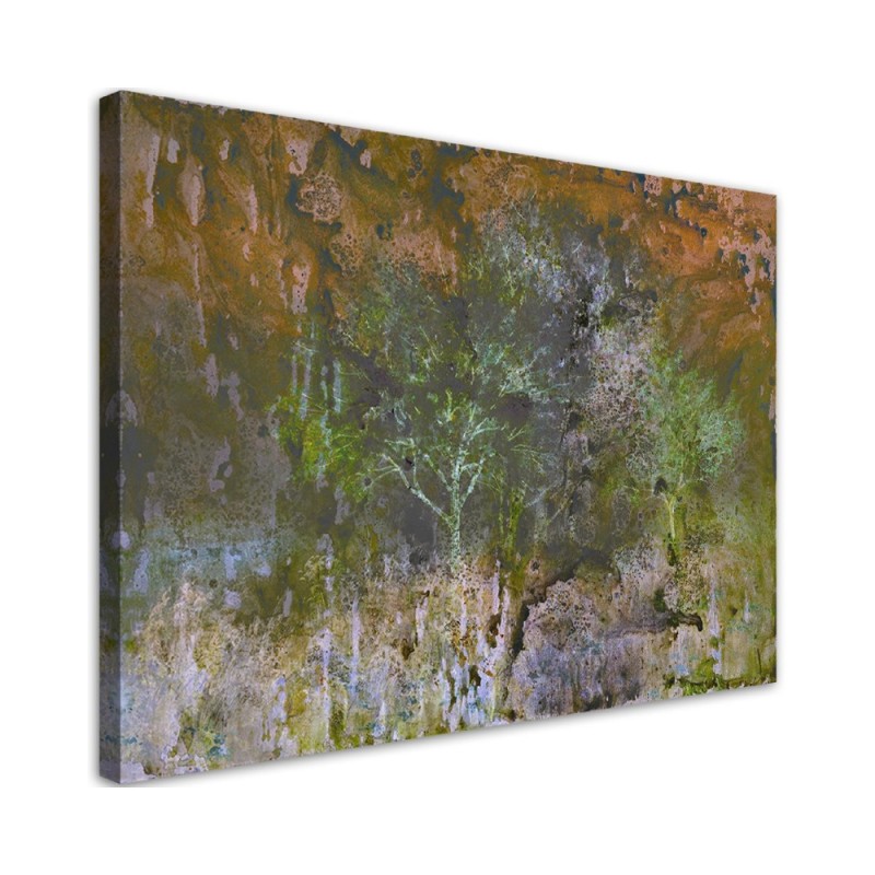 Modernes Wandbild - Ein blühender Baum in der Rostwiese | Feeby