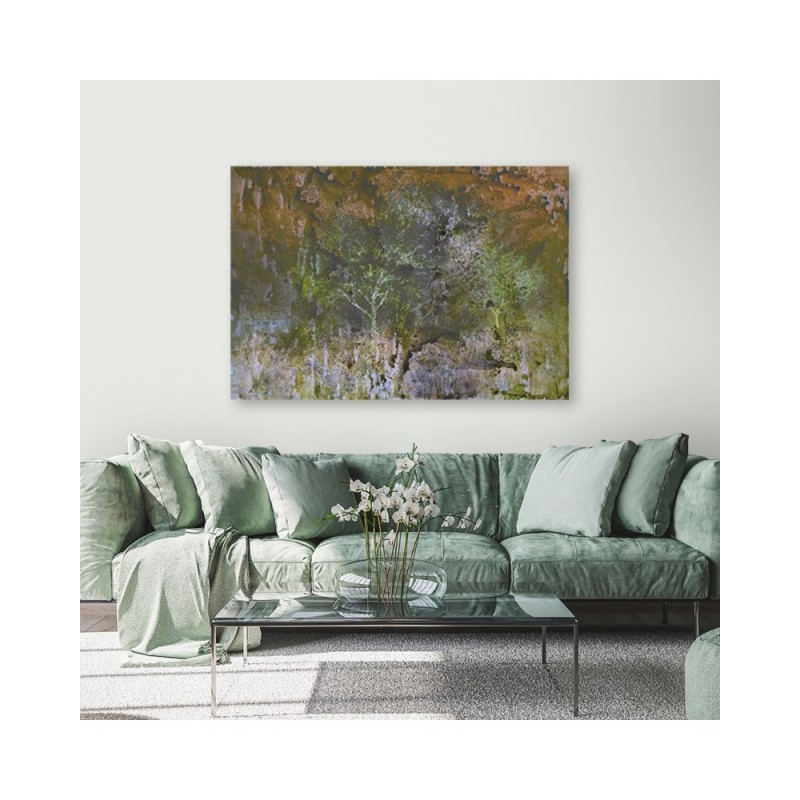 Modernes Wandbild - Ein blühender Baum in der Rostwiese | Feeby