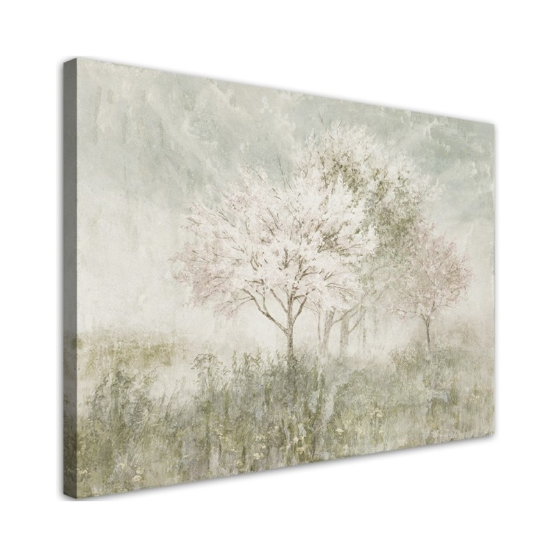 Bild auf Leinwand - Ein blühender Baum in der Wiese | Feeby