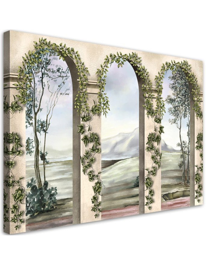 Dekoratives Leinwandbild - Säulen und Bögen mit Efeu | Feeby