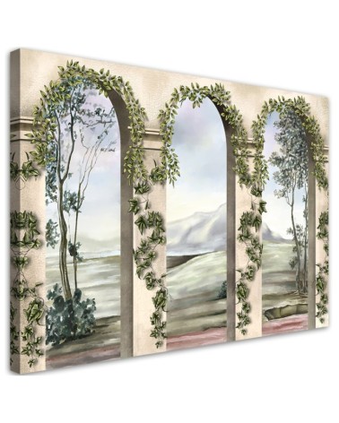 Dekoratives Leinwandbild - Säulen und Bögen mit Efeu | Feeby