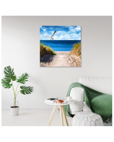 Leinwandbild modern - Weg zum Strand und Möwe | Feeby