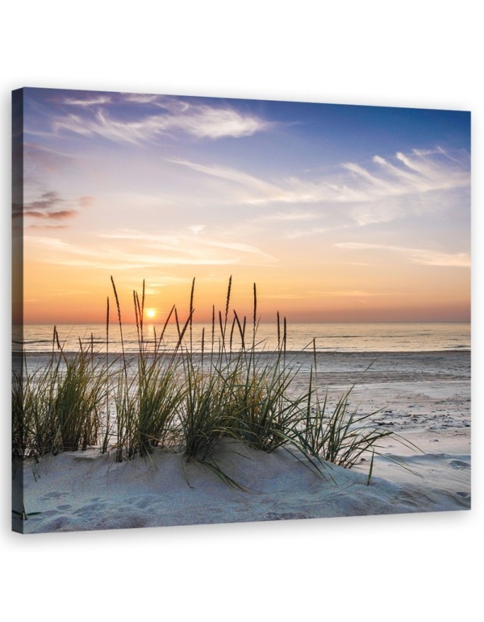 Bild auf Leinwand - Sonne am Strand untergehen | Feeby