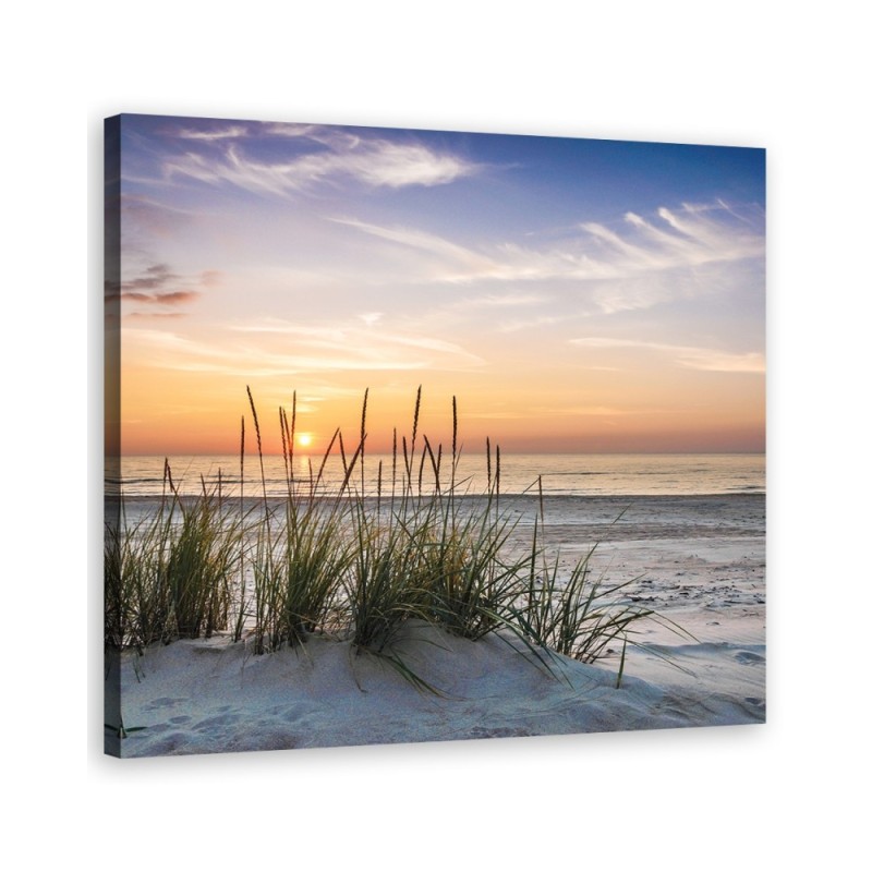 Bild auf Leinwand - Sonne am Strand untergehen | Feeby