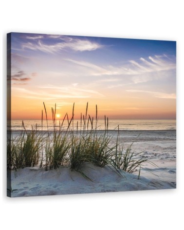 Bild auf Leinwand - Sonne am Strand untergehen | Feeby