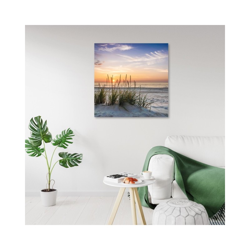 Bild auf Leinwand - Sonne am Strand untergehen | Feeby