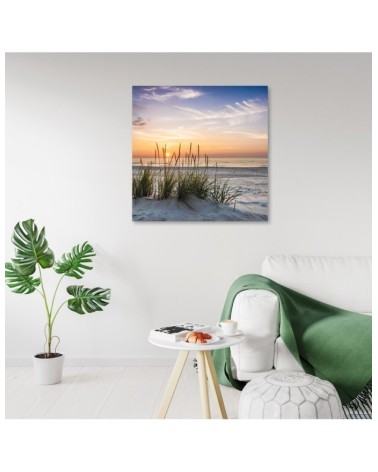 Bild auf Leinwand - Sonne am Strand untergehen | Feeby