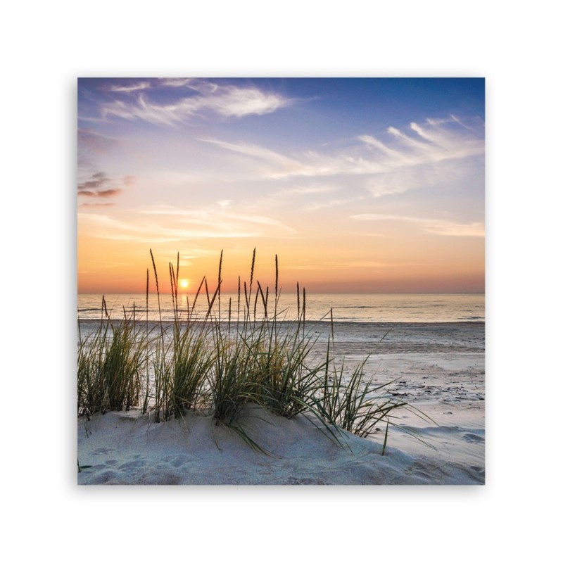 Bild auf Leinwand - Sonne am Strand untergehen | Feeby