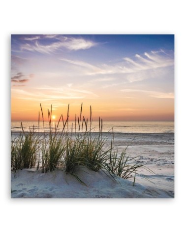Bild auf Leinwand - Sonne am Strand untergehen | Feeby