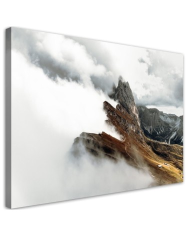 Mountain peak in the clouds - Modern CAnvas painting for bedroom | FEEBY