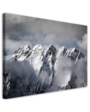 Mountain peak in winter - Modern Canvas painting for bedroom | FEEBY