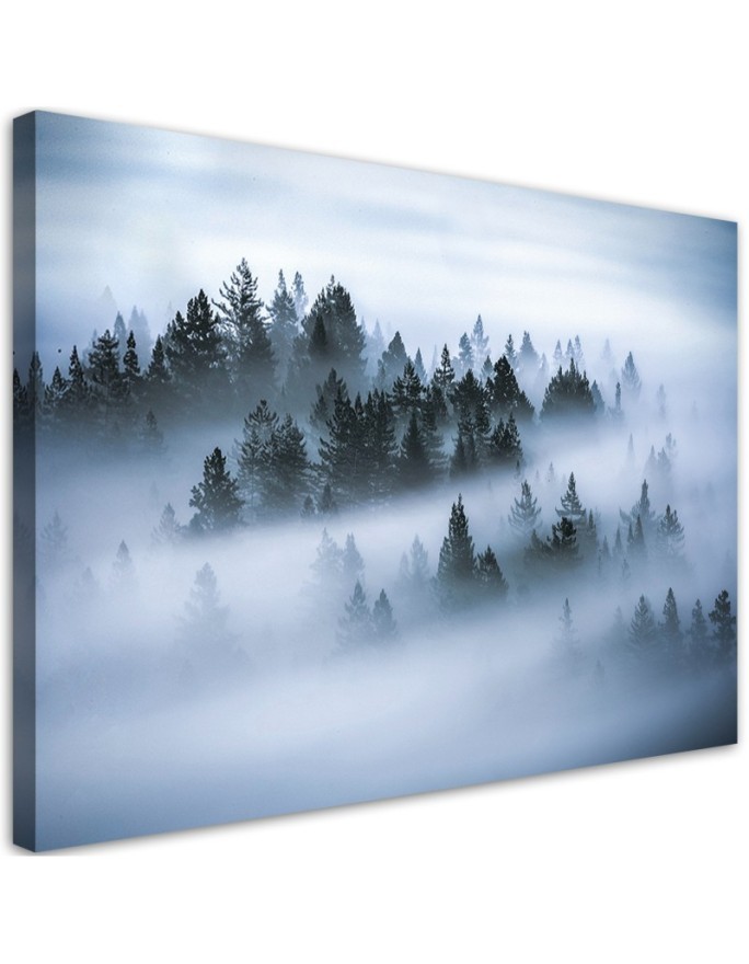 Dekoratives Leinwandbild - Wald im Nebel | Feeby