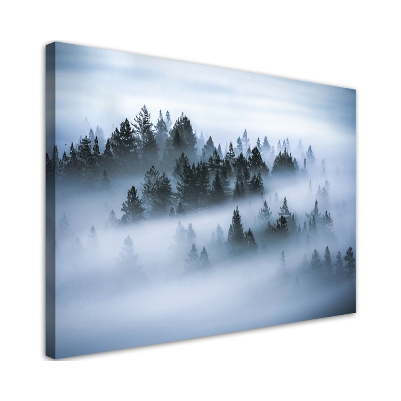 Dekoratives Leinwandbild - Wald im Nebel | Feeby