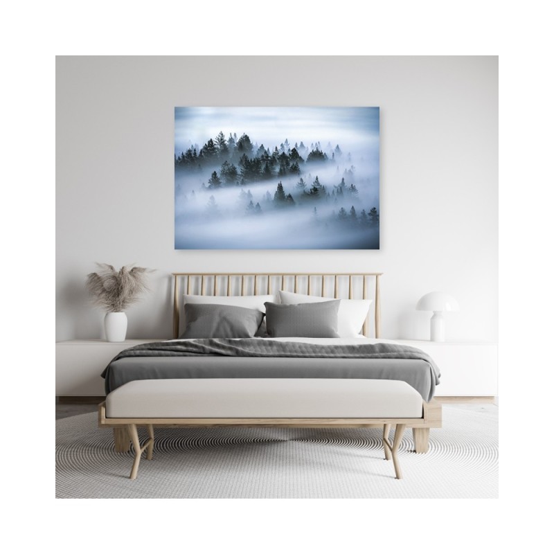 Dekoratives Leinwandbild - Wald im Nebel | Feeby