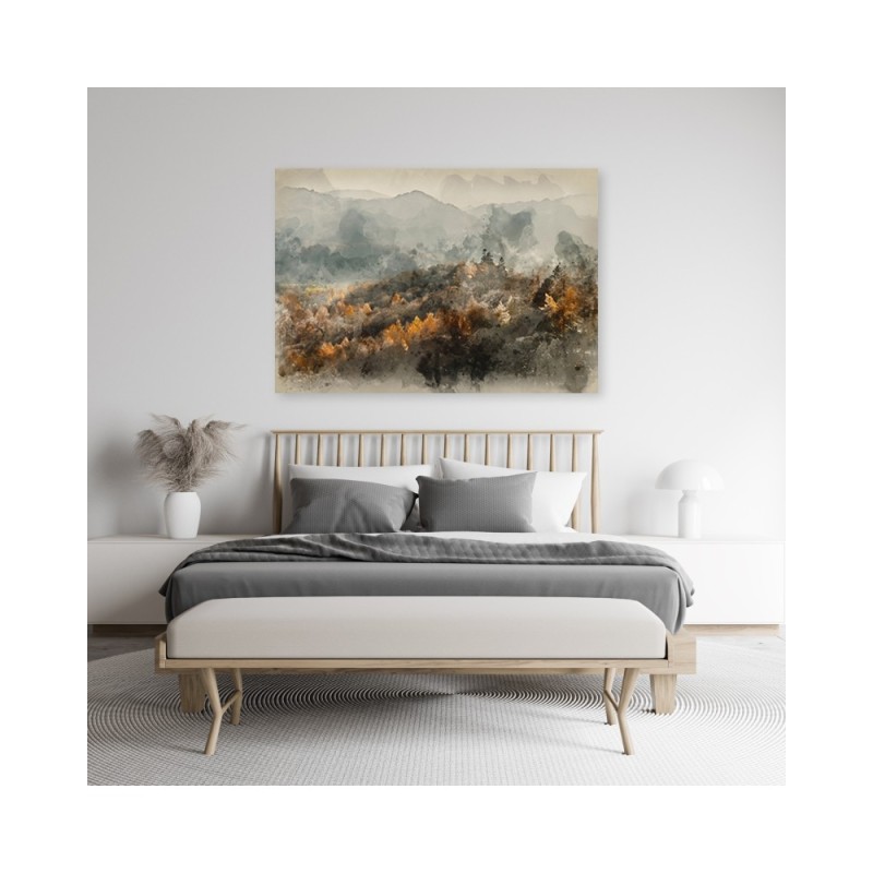 Leinwandbild - Herbstwald im Nebel | Feeby