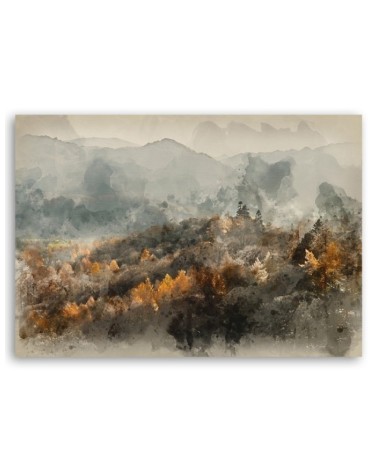 Leinwandbild - Herbstwald im Nebel | Feeby