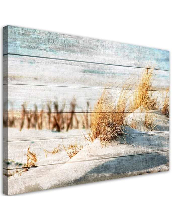 Bild auf Leinwand - Vintage Strand auf Holz | Feeby