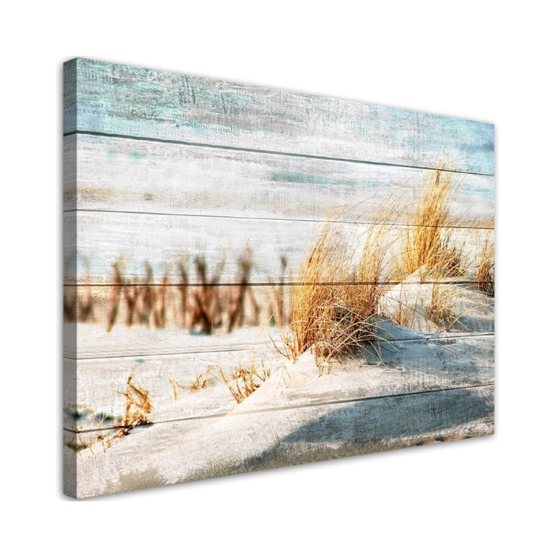 Bild auf Leinwand - Vintage Strand auf Holz | Feeby