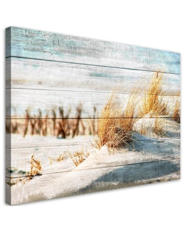 Bild auf Leinwand - Vintage Strand auf Holz | Feeby