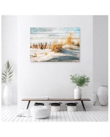Bild auf Leinwand - Vintage Strand auf Holz | Feeby