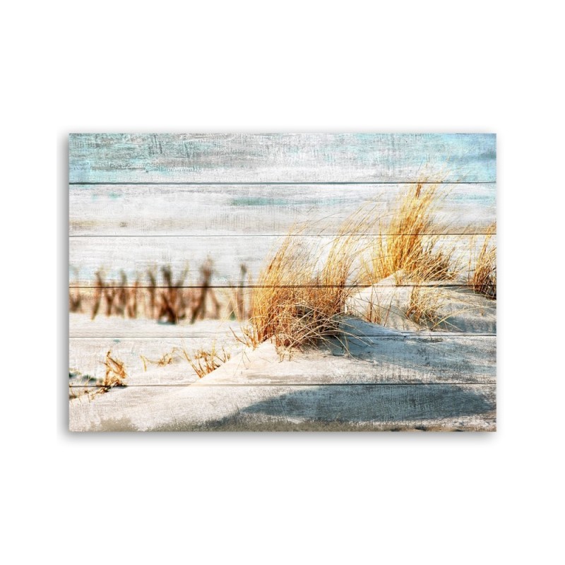 Bild auf Leinwand - Vintage Strand auf Holz | Feeby