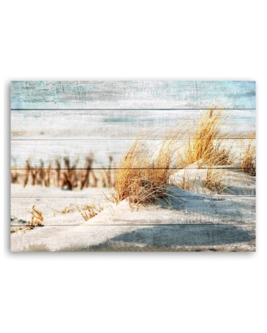 Bild auf Leinwand - Vintage Strand auf Holz | Feeby