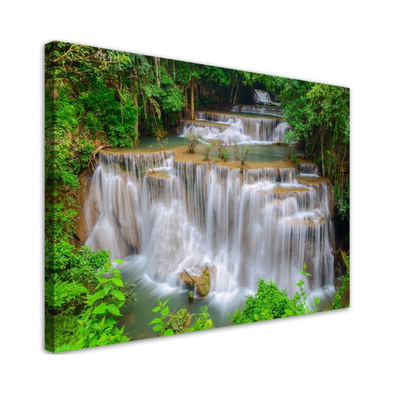 Modernes Wandbild - Wasserfall Natur Wald | Feeby